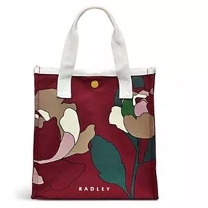 Radley London Burgundy Floral Canvas Tote Bag